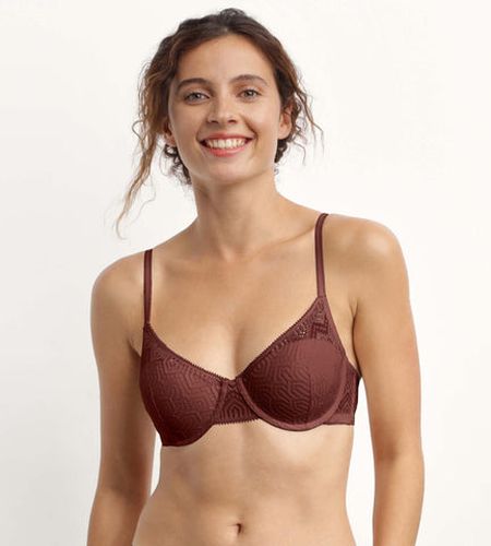 Soutien-gorge corbeille armatures dentelle graphique Cacao Mod de - Féminin - Taille 85A - DIM - Modalova