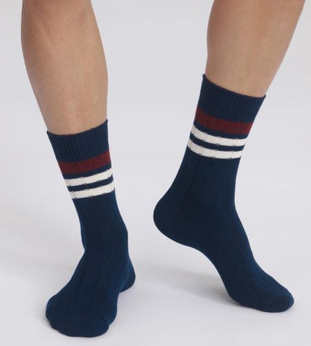 Chaussettes en maille côtelée à rayures Marine Bambou - Masculin - Taille 39/42 - DIM - Modalova