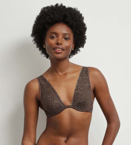 Soutien-gorge foulard en tulle Chocolat et zébrures or Generous - Féminin - Taille 85A - DIM - Modalova