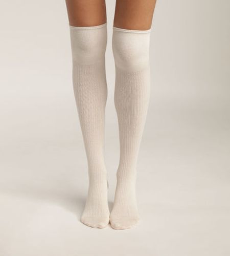 Chaussettes maxi hautes en coton côtelé Crème - Féminin - Taille 35/38 - DIM - Modalova