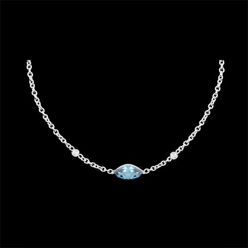 Collier Regard d'Orient - topaze bleue et diamants - or blanc 9 carats - Edenly - Modalova
