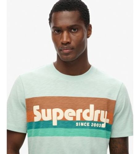 M1012137B Camiseta Terrain Logo Stripe Relaxed verte (L), Casuel, Coton, Manche courte, Turquoise - Superdry - Modalova