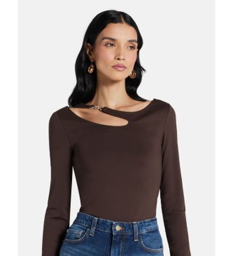 W5BP18KC7M2 Top avec ouverture et boucle marron marron (S), Casuel, Viscose, Manche longue - Guess - Modalova