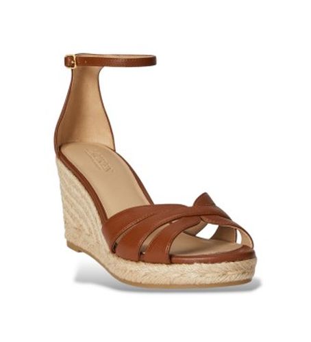 P04433002 Espadrilles Nellie en cuir nappa (35), 5 à 8 cm, 8 à 10 cm, Boucle, Casuel, Classique - Lauren Ralph Lauren - Modalova