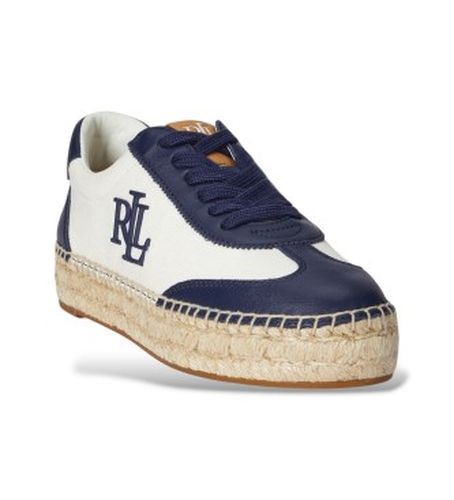 P04428001 Baskets Luize en toile et cuir nappa, (35), Plat, 1 à 3 cm, Lacets, Casuel - Lauren Ralph Lauren - Modalova