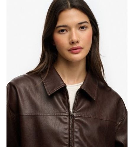 W5012158A Veste en cuir oversize à col, marron (L), Casuel, Polyester - Superdry - Modalova