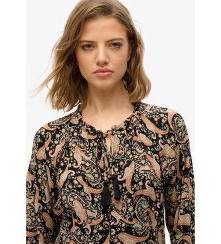 W8011887A Robe midi imprimée noire (XS), Casuel, Manche longue, Le coton biologique, Durable - Superdry - Modalova