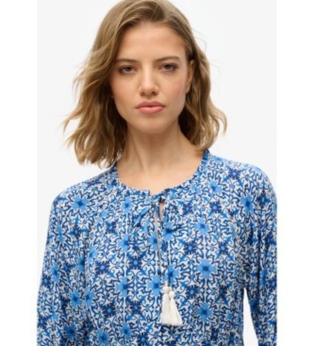 W8011887A Robe midi imprimée bleue (XS), Casuel, Manche longue, Le coton biologique, Durable - Superdry - Modalova