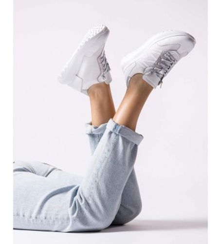 A-4001_941_6361 Azure Leather Sneakers (40), Cuir, Blanc, 3 à 5 cm, Lacets, Casuel - Wonders - Modalova