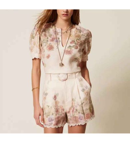 TT2572 Short en lin multicolore avec ceinture (42), Beige, Casuel - Twinset - Modalova