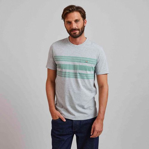 T-shirt col rond gris chiné & kaki - FAGUO - Modalova