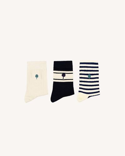 Chaussettes écrues & bleu marine - FAGUO - Modalova