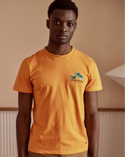 T-shirt orange clair vélo brodé - FAGUO - Modalova