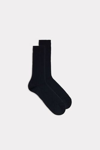 Short Ribbed Egyptian Cotton Socks Man Blue Size 37-39 - Intimissimi - Modalova