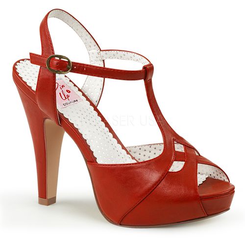 Nu-pieds rouges à lanières style Pin Up - Pointure : 41 - Chaussures femmes Pinup Couture - Modalova