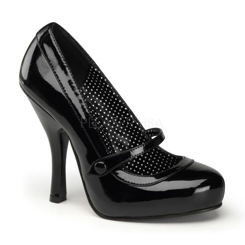 Escarpin noir vernis bout arrondi talon haut - Pointure : 35 - Chaussures femmes Pinup Couture - Modalova