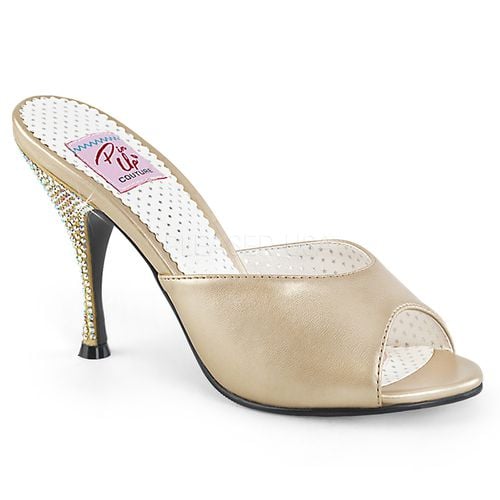 Mules champagnes à strass - Pointure : 40 - Chaussures femmes Pinup Couture - Modalova
