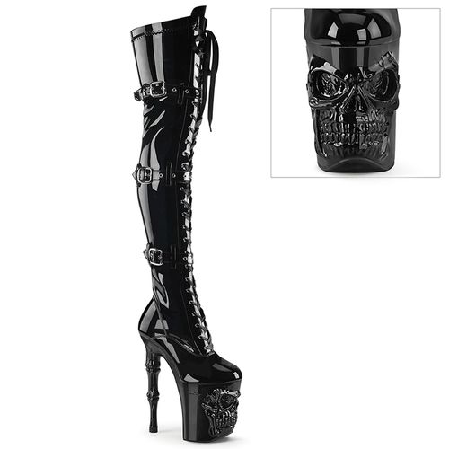 Cuissarde gothique noire vernie talon 20cm - Pointure : 40 - Pleaser - Modalova
