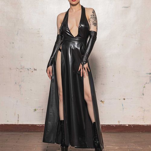 Robe ouverte très longue en vinyle - Taille : XS 34 - Mode Patrice Catanzaro - Modalova