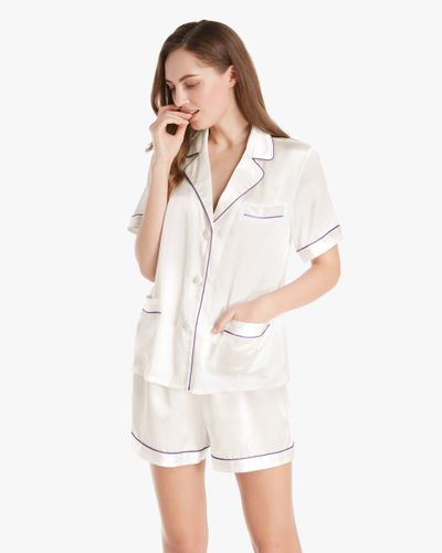 LILYSILK Ensemble Pyjama Soie Avec Passepoil Contrasté Et Poches 100% Soie Convivial Pour Les Personnes Allergiques XS - LILYSILK - Modalova