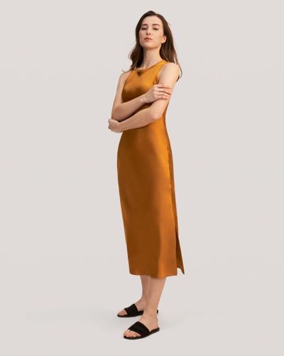 LILYSILK Robes Soie Col Rond, Fente Lat¨¦rale 100% Soie De M?rier Respirant Super L¨¦ger Robe 36-38 - LILYSILK-FR - Modalova