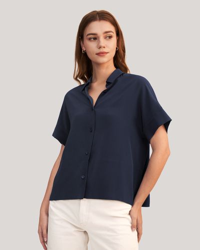 LILYSILK T Shirt Soie Manches Courtes, Bouton Classique 100% Soie De Mûrier Respirant Super Léger Chemises S - LILYSILK - Modalova