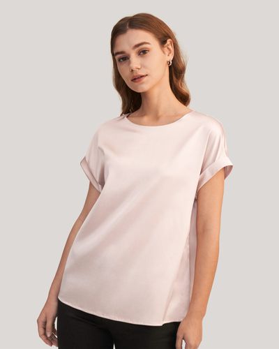 LILYSILK Tee Shirt Soie Poignets Roulés, Manches Courtes Soie Extensible De Qualité Naturellement Antibactérien T-Shirt XS - LILYSILK - Modalova