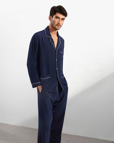 LILYSILK Pyjama Soie Classique Piping, Coupe Décontractée 100% Soie De Mûrier Respirant Super Léger Pyjama S - Lilysilk - Modalova