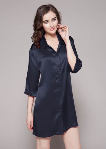 LILYSILK Chemise De Nuit Soie Style Chemise, Manches 3/4 100% Soie De Mûrier Respirant Super Léger M - LILYSILK - Modalova