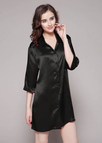 LILYSILK Robe De Nuit Soie Style Chemise, Manches 3/4 100% Soie De Mûrier Prévient Les Rides Pour Mieux Dormir L - LILYSILK - Modalova