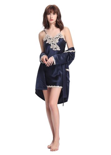 LILYSILK Chemises De Nuit En Soie Ensemble Peignoir, Dentelle Luxueuse 100% Soie De Mûrier Respirant Super Léger M - LILYSILK - Modalova