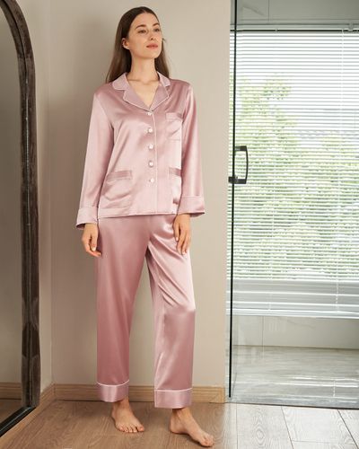 LILYSILK Pyjama En Soie Rose Ensemble De Pyjama Deux Pièces 100% Soie Pure Maintient L'Hydratation Pour Mieux Dormir M - LILYSILK - Modalova