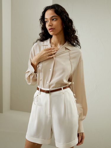 LILYSILK Chemise En Soie Nœuds Fins Amovibles, Style Élégant 100 Soie Bon Rapport Qualité-Prix, Respectueux De La Peau L - LILYSILK - Modalova