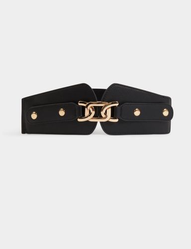 Ceinture large cloutée noir femme - Morgan - Modalova