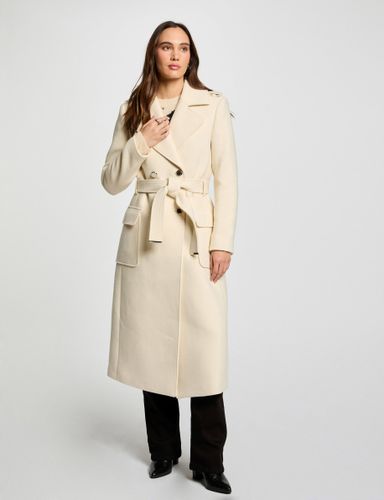 Manteau long ceinturé ivoire femme - Morgan - Modalova