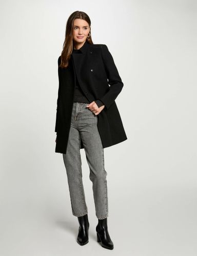 Manteau long boutonné noir femme - Morgan - Modalova