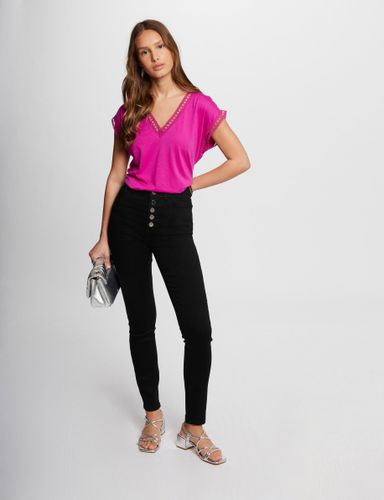 Jeans skinny boutonné noir femme - Morgan - Modalova