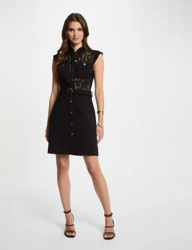 Robe courte droite dentelle - Morgan - Modalova