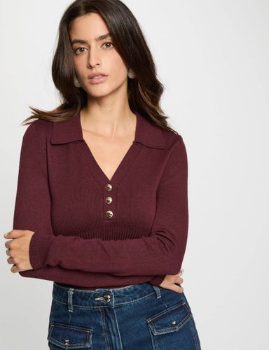 Pull ajusté col polo prune femme - Morgan - Modalova