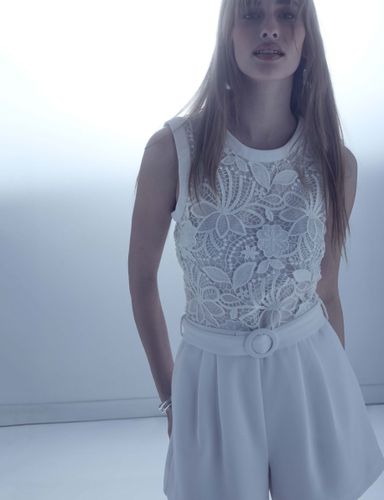 Combishort dentelle blanc femme - Morgan - Modalova