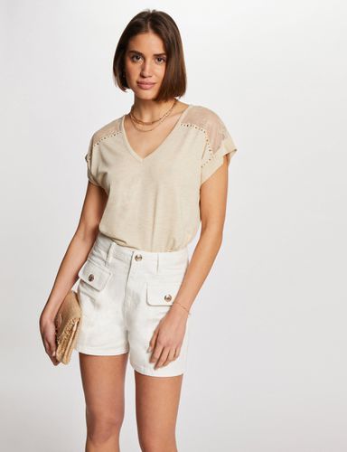 T-shirt manches courtes beige femme - Morgan - Modalova