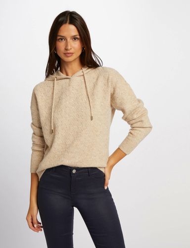 Pull col à capuche beige femme - Morgan - Modalova