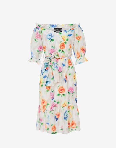 Robe Off-the-shoulder Broderie Anglaise Flower Chiné - Boutique Moschino - Modalova