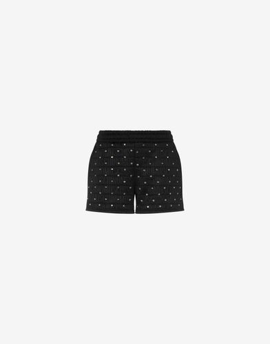 Short Molletonné Avec Strass Allover Logo - Moschino - Modalova