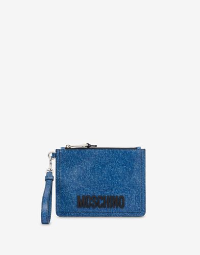 Pochette En Cuir Nappa Denim Print - Moschino - Modalova