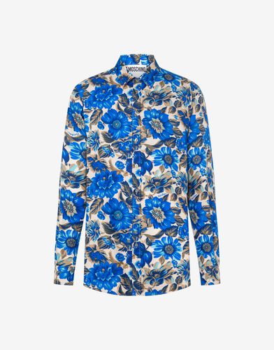 Chemise En Soie Allover Blue Flowers - Moschino - Modalova