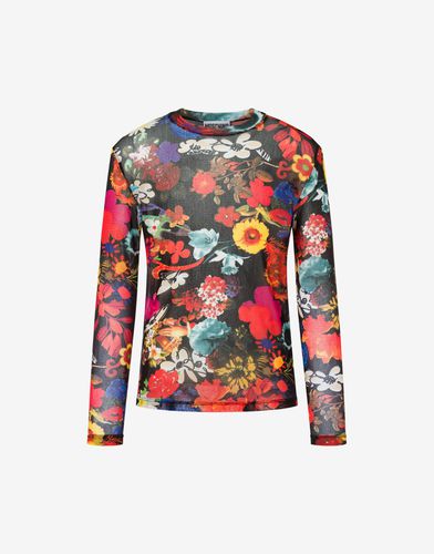 T-shirt En Tulle Allover Flowers - Moschino - Modalova