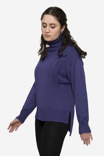 Pull d'allaitement ample violet en maille côtelée et laine mérinos - Milker - Modalova