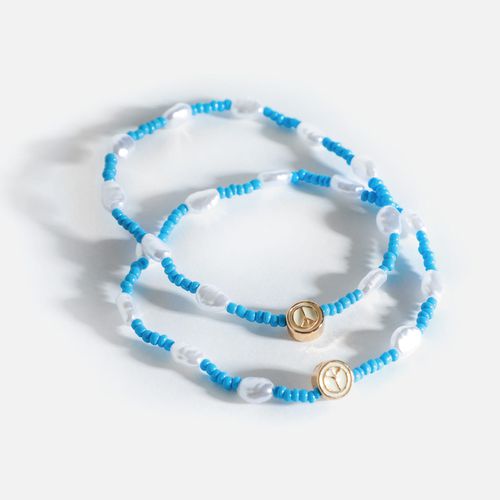 Combi-4 pack bracelet élastique duo avec perle symbole de paix - MISAKO - Modalova