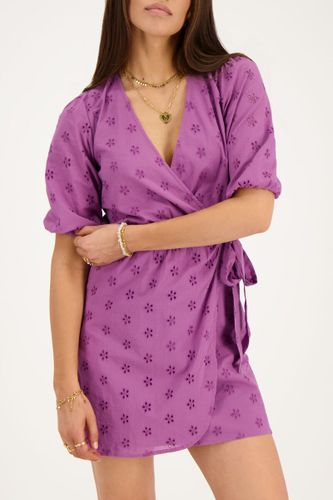 Robe portefeuille violette avec broderie florale | - My jewellery - Modalova